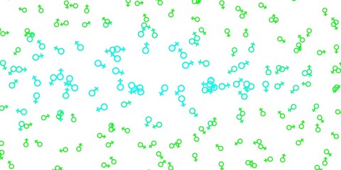 Light Green vector pattern with feminism elements.