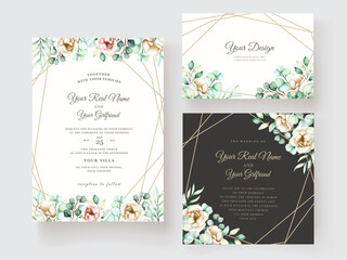 watercolor eucalyptus invitation card set