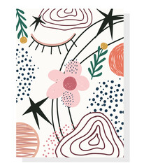 hand drawn contemporary, trendy print collage color