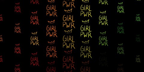 Dark Green, Yellow vector background with woman symbols.