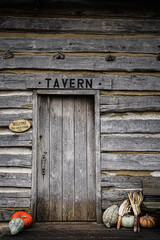 old wooden door to tavern