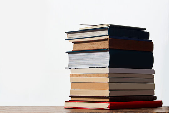 mockup stack of books on wooden base