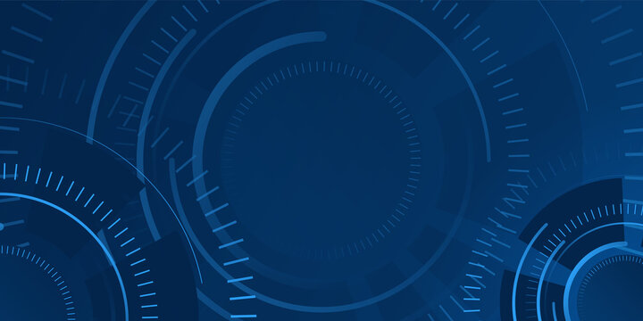 Modern Dark Blue Circle Gear Game Waves Abstract Banner Design. Elegant Wavy Vector Presentation Background
