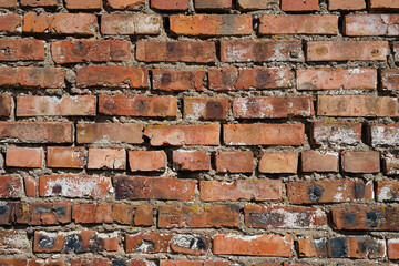 old brick wall, texture of an old building, red texture,
