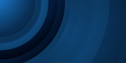 Vector luxury tech circle blue black 3D background. Stack of black paper material layer with blue stripe. Circle shape premium wallpaper