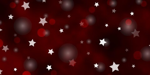 Dark Green, Red vector texture with circles, stars. Abstract design in gradient style with bubbles, stars. Pattern for design of fabric, wallpapers.