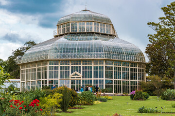 Main glasshouse of The National Botanic Gardens in Dublin, Ireland.
