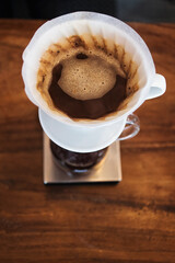 Hot delicious organic coffee overview process of extraction