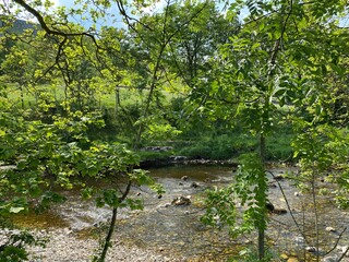 River Wharfe, as it makes it way past, Kettlewell, Skipton, UK