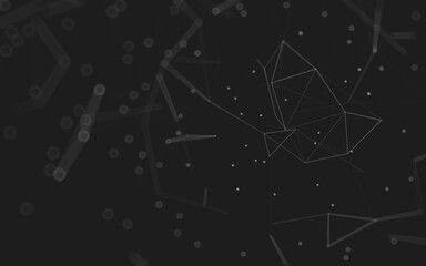 Abstract background. Molecules technology with polygonal shapes, connecting dots and lines. Connection structure. Big data visualization.