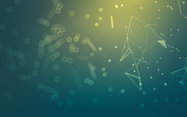 Abstract background. Molecules technology with polygonal shapes, connecting dots and lines. Connection structure. Big data visualization.