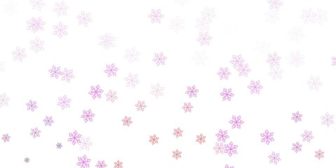 Light purple, pink vector doodle template with flowers.