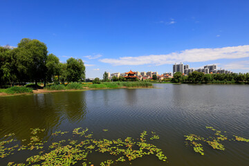 Obraz premium Summer Landscape of Waterfront City, Tangshan City, China