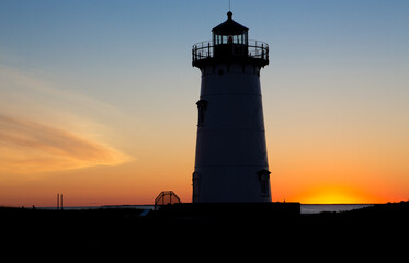 Edgartown lighthouse just at the moment of sunrise