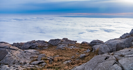 Landscape view of clouds in high mountains