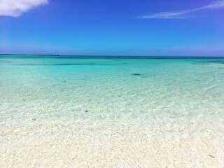 Crystal clear water and white sand beach