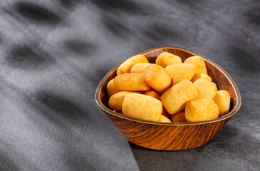 Traditional Colombian snack food achiras del huila - Text space