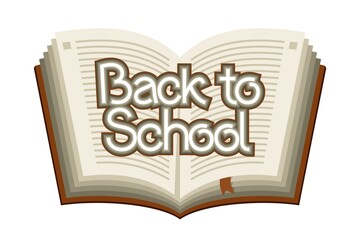 Back to school text on book. Knowledge day sign