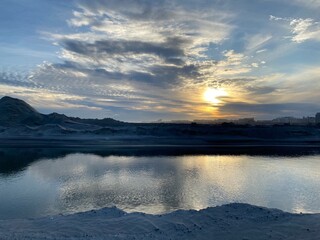 sunset over the lake