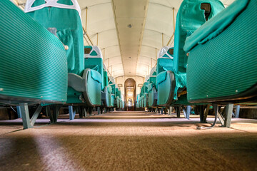Interior of an old passenger plane.