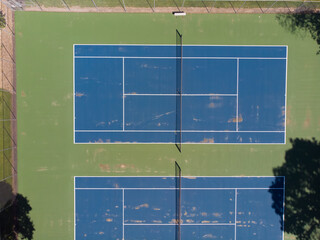Tennis field, courts, sport, top view in the park