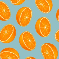 Textura de naranjas con fondo azul