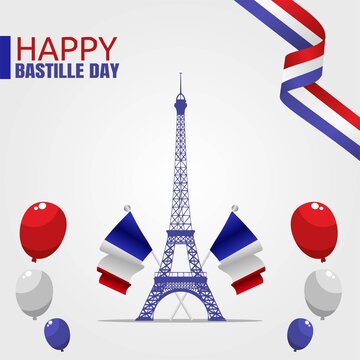 Happy Bastille Day Vector Illustration