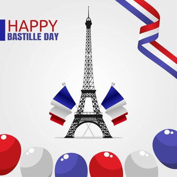 Happy Bastille Day Vector Illustration