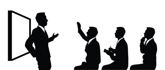 Attendees in meeting silhouette vector