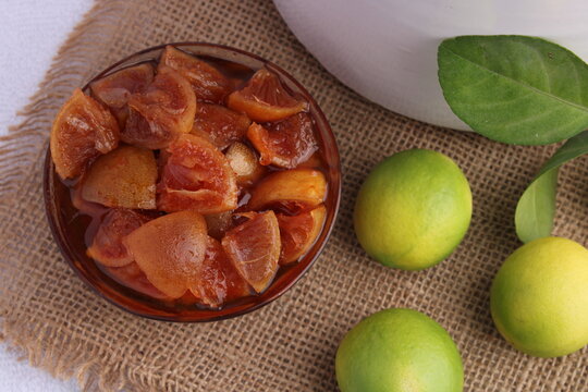 Indian lemon pickle commonly known as nimbu ka achaar
