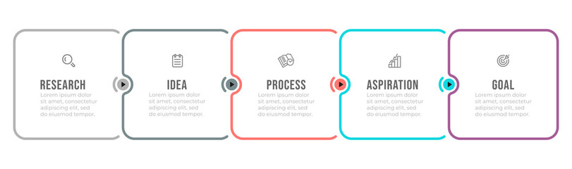 Business infographic thin line design with icons and 5 options or steps. Vector illustration. Can be used for workflow diagram, info chart, annual report.