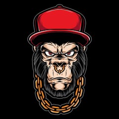 gangster gorilla with necklace vector