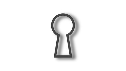 Keyhole icon with shadow, hole isolated on a white background	
