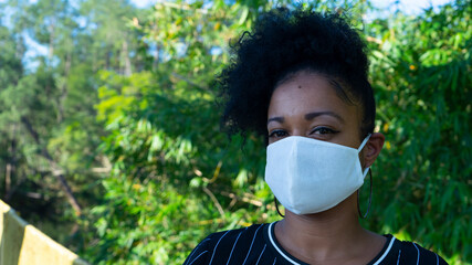portrait of a young woman in a mask