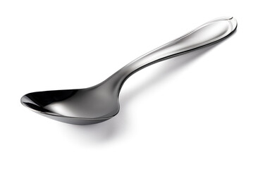 Empty Steel Spoon Isolated on White Background