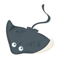 sea underwater life, stingray animal on white background vector illustration design