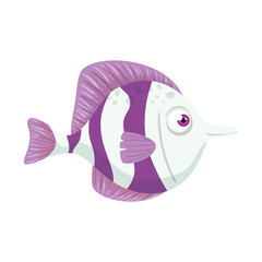 sea underwater life, cute fish, purple and white color, on white background vector illustration design