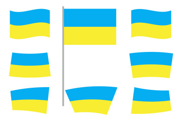 Ukraine flag vector. Set of ukrainian symbol. Collection of national banners. Graphic emblem of the country. Stock Photo.