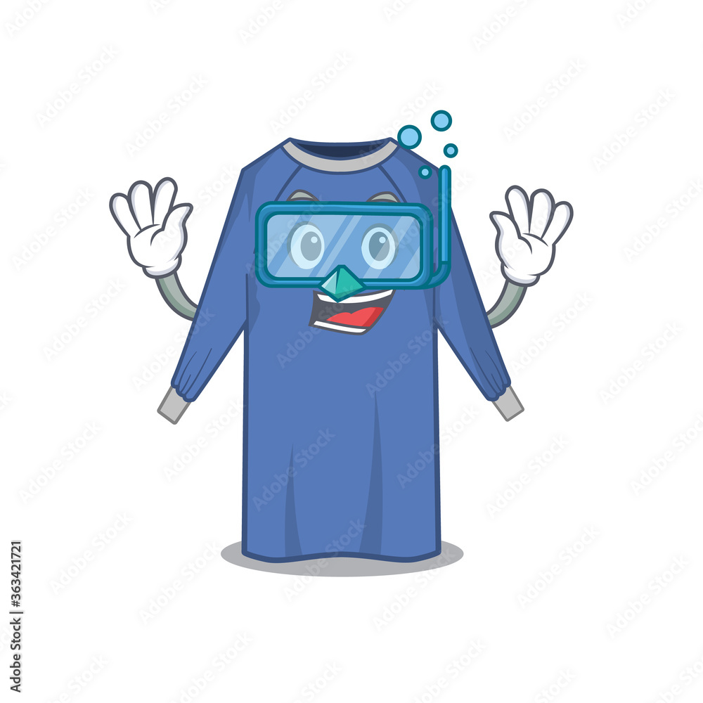 Poster disposable clothes mascot design swims with diving glasses