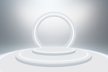 3D rendering of  pedestal podium, Abstract minimal display empty space. Geometry podium for beauty cosmetic product.