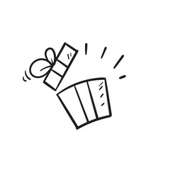 hand drawn doodle gift box symbol for give away illustration vector isolated