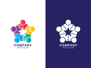 Modern Community Pentagon logo. For personal or business. Colorful gradient concept. This logo is good for group, organization, friendship, or any industry. Modern, elegant, simple. Vector design.