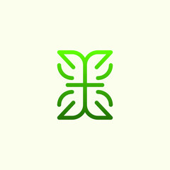 Church Cross Line Leaf Abstract Creative Modern icon Logo Design Template Element Vector