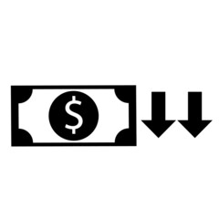 The Decrease  Exchange Rate of Money Icon/ Symbol , Vector Design For Business, Graphic Resource, and Design