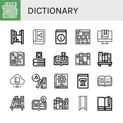 dictionary simple icons set