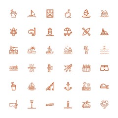 Editable 36 boat icons for web and mobile