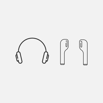 Headphones And Ear Pods Vector Icon Set