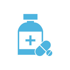 Pill prescription bottle icon vector logo design trendy