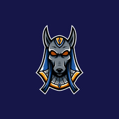 blue anubis mascot logo. pharaoh mascot logo