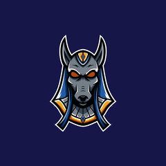 blue anubis mascot logo. pharaoh mascot logo